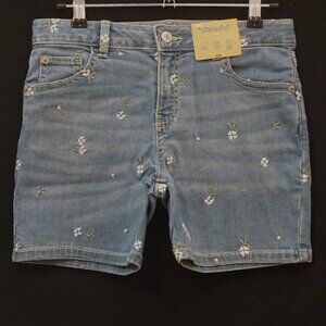 Thereabouts Denim Shorts Light Wash with Embroidered Flowers Stretch Girl’s 12